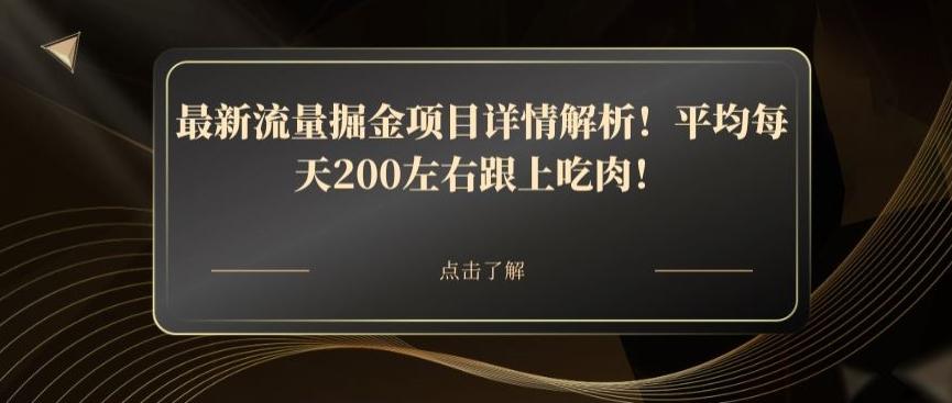 最新流量掘金项目详情解析！平均每天200左右跟上吃肉！-资源宝库
