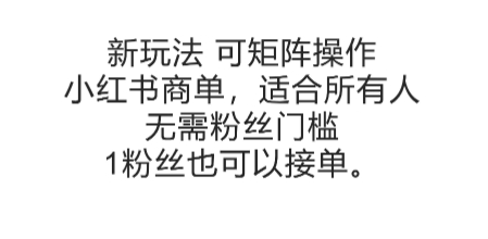 可矩阵操作，小红书商单新玩法，适合所有人，无需粉丝门槛，1粉丝也可以接单-资源宝库
