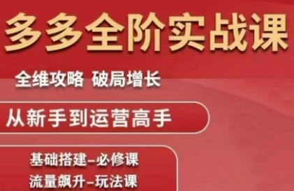 拼多多全阶实战课程，全维攻略，破局增长，从新手到运营高手-资源宝库