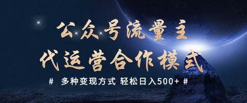 公众号流量主代运营  多种变现方式 轻松日入5张【揭秘】-资源宝库