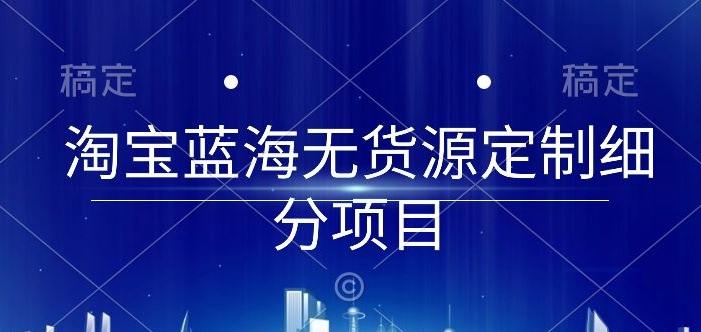 淘宝蓝海无货源定制细分项目，从0到起店实操全流程【揭秘】-资源宝库