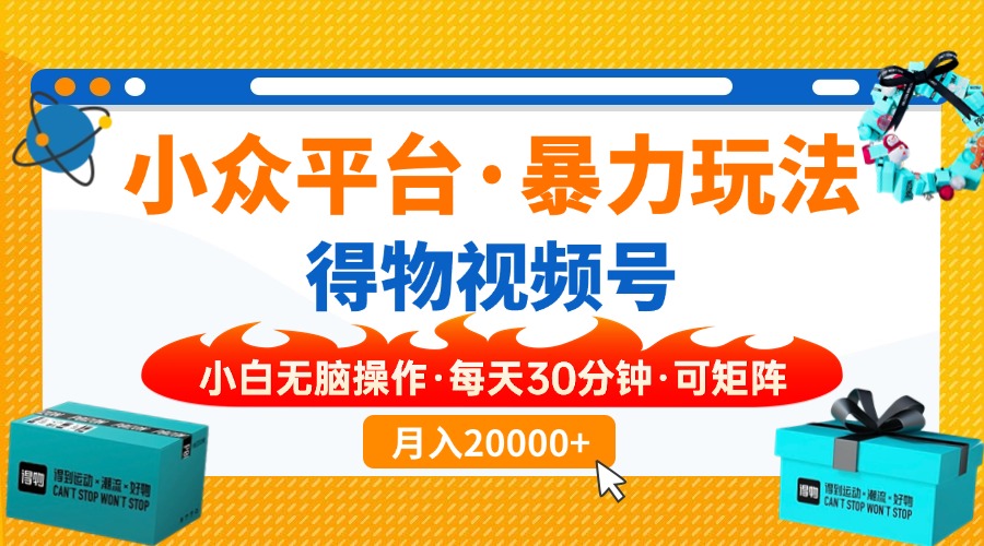 小众平台暴力玩法，一键搬运爆款视频，可矩阵小白无脑操作，每天30分钟…-资源宝库