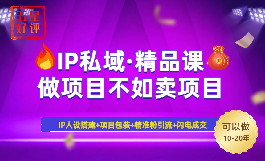 2025年“IP私域·密训精品课”，日赚3000+小白避坑年赚百万，暴力引流…-资源宝库