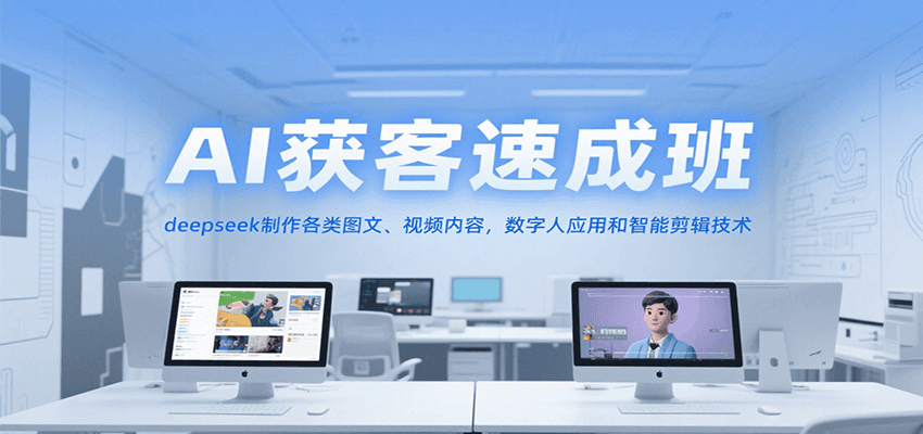 AI获客速成班，deepseek制作各类图文、视频内容，数字人应用和智能剪辑技术-资源宝库