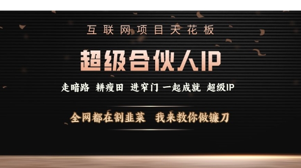 互联网项目天花板,超级合伙人IP,全网都在割韭菜,我来教你做镰刀【仅揭秘】