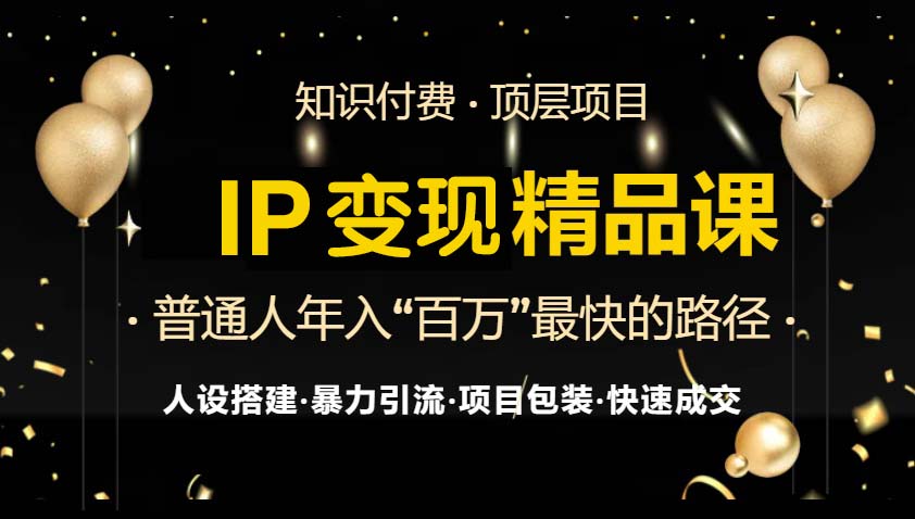 IP变现最新精品课程，知识付费全流程+最强引流术+小白避坑指南-资源宝库